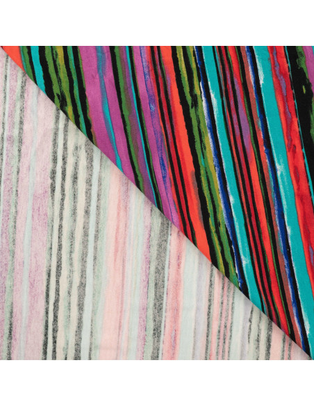 Tissu, Jersey de Viscose, Rayures Multicolores, Laize 150 cm, Viscose Stretch Oeko-Tex