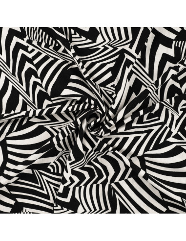 Tissu, Jersey Graphique, Noir & Blanc, Laize 150 cm, Viscose Stretch Oeko-Tex