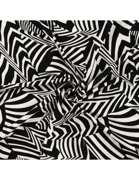 Tissu, Jersey Graphique, Noir & Blanc, Laize 150 cm, Viscose Stretch Oeko-Tex