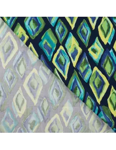 Tissu, Satin de Viscose Imprimé Diamants, Vert, Laize 150 cm, 100% Viscose 130g/ml 2