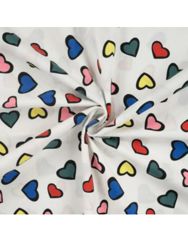 Popeline de coton, cœurs
