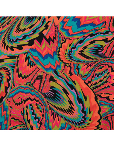 Tissu, Imprimé Psychédélique, Multicolore, Laize 150 cm, 52% Viscose 48% Coton 85g/m²