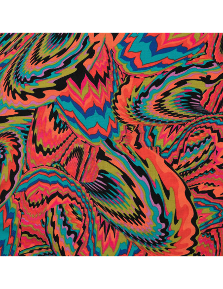 Tissu, Imprimé Psychédélique, Multicolore, Laize 150 cm, 52% Viscose 48% Coton 85g/m²