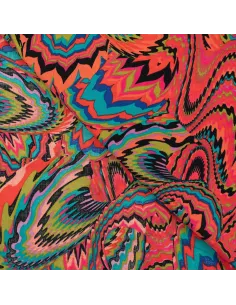 Tissu, Imprimé Psychédélique, Multicolore, Laize 150 cm, 52% Viscose 48% Coton 85g/m² 2