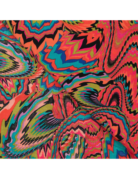 Tissu, Imprimé Psychédélique, Multicolore, Laize 150 cm, 52% Viscose 48% Coton 85g/m²