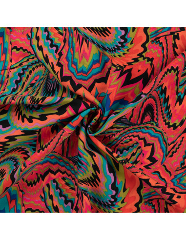 Coton viscose imprimé, motifs psychédéliques