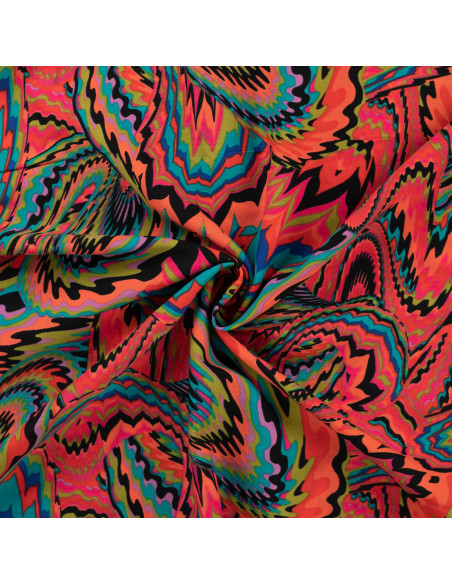 Tissu, Imprimé Psychédélique, Multicolore, Laize 150 cm, 52% Viscose 48% Coton 85g/m²