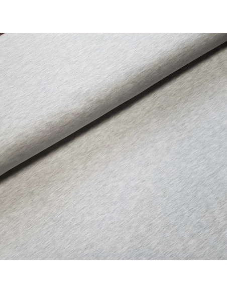 Tissu, Jersey de Coton Uni, Gris Clair Chiné, Laize 145 cm, Coton Stretch Oeko-Tex