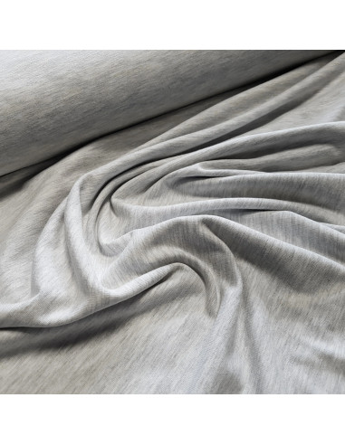 Tissu, Jersey de Coton Uni, Gris Clair Chiné, Laize 145 cm, Coton Stretch Oeko-Tex