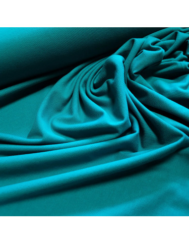 Tissu, Jersey de Coton Uni, Bleu Pétrole, Laize 145 cm, Coton Stretch Oeko-Tex