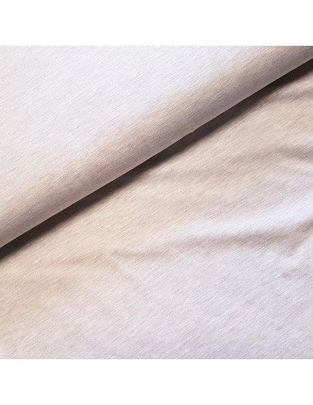 Tissu, Jersey de Coton Uni, Beige Chiné, Laize 145 cm, Coton Stretch Oeko-Tex