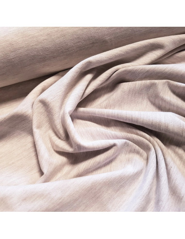 Tissu, Jersey de Coton Uni, Beige Chiné, Laize 145 cm, Coton Stretch Oeko-Tex