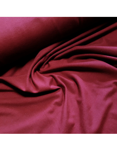 Tissu, Jersey de Coton Uni, Bordeaux, Laize 145 cm, Coton Stretch Oeko-Tex