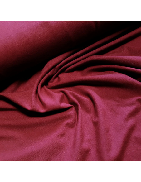 Tissu, Jersey de Coton Uni, Bordeaux, Laize 145 cm, Coton Stretch Oeko-Tex