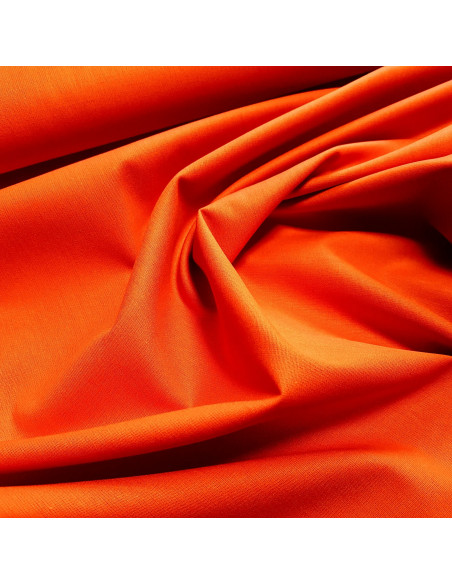 Tissu, Popeline de Coton Unie, Orange Tangerine, Laize 150 cm, 100% Coton 195g/ml