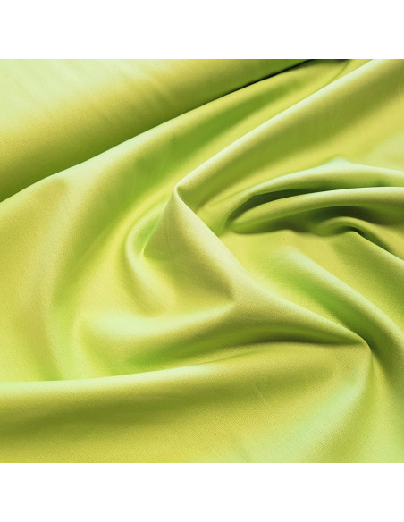 Tissu, Popeline de Coton Unie, Vert Citron, Laize 150 cm, 100% Coton 195g/m²
