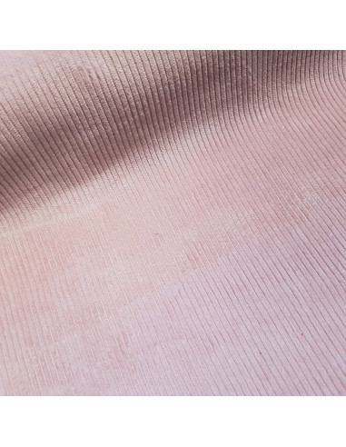 Tissu, Velours Larges Côtes Uni, Rose, Laize 142 cm, 100% Coton 397.6g/m²
