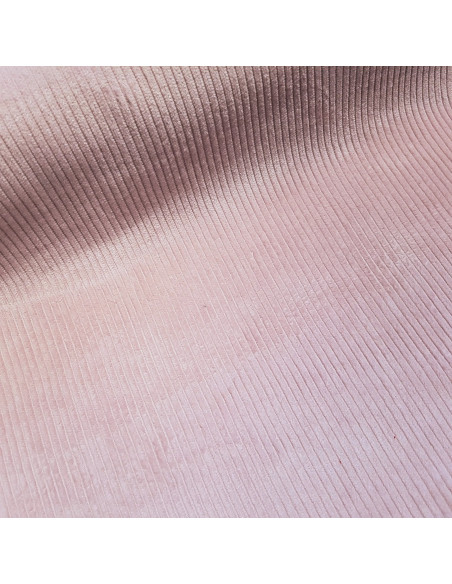 Tissu, Velours Larges Côtes Uni, Rose, Laize 142 cm, 100% Coton 397.6g/m²