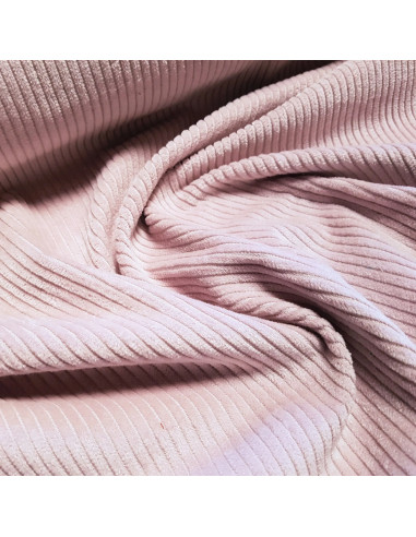 Tissu, Velours Larges Côtes Uni, Rose, Laize 142 cm, 100% Coton 397.6g/m²