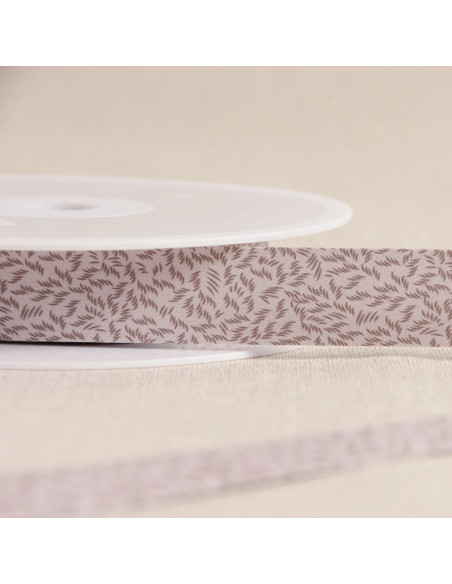 Biais tout textile, feuillage, marron beige