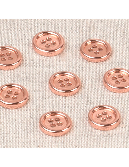 Bouton 4 trous, Ø 10mm, alliage or rose