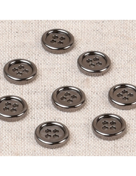 Bouton 4 trous, Ø 10mm, alliage noir