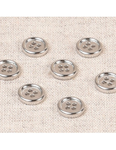 Bouton 4 trous, Ø 10mm, alliage argent