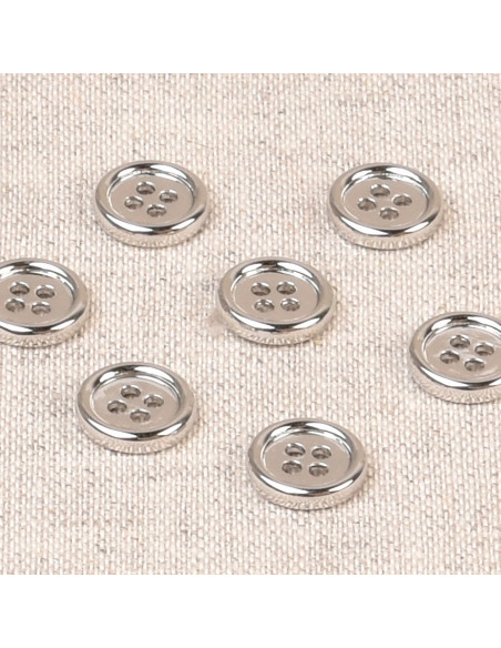 Bouton 4 trous, Ø 10mm, alliage argent