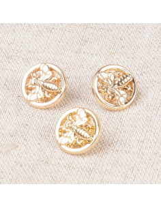 Bouton à queue, Ø 10mm, abeille, alliage or