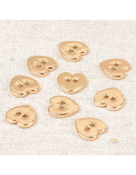 Bouton 2 trous, Ø 10mm, cœur alliage or