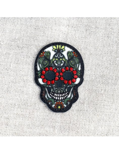 Ecusson thermocollant tête de mort, beige