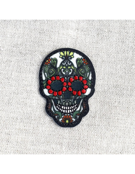 Ecusson thermocollant tête de mort, beige