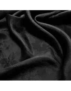 Tissu, Voile de Soie, Motifs Tissés Ton sur Ton, Noir, Laize 140 cm, 100% Soie 2