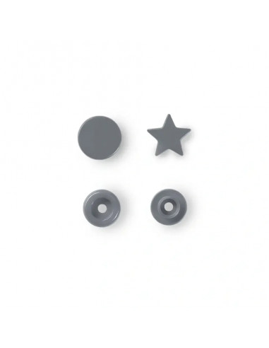 Boutons pression sans couture « Color Snaps », étoile, gris argent