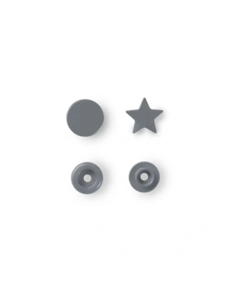 Boutons pression sans couture « Color Snaps », étoile, gris argent