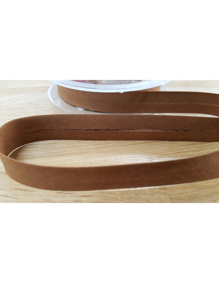 Biais tout textile, polycoton, 20mm, ocre marron