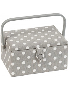 Boîte à couture - Pois, gris