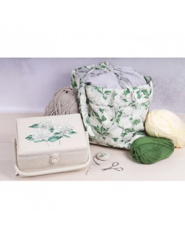 Boîte à couture - Hortensias brodés