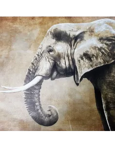 Tissu, Simili Cuir Imprimé Éléphant, Multicolore, Panneau 44x44 cm, PVC/Polyester