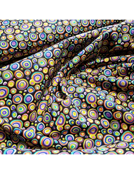 Cretonne de coton, ronds multico