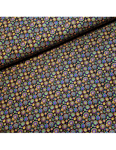 Tissu, Cretonne de Coton Ronds Multicolores, Multicolore, Laize 150 cm, 100% Coton 115g/m²