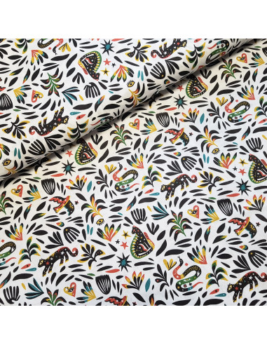 Tissu, Cretonne de Coton, Yucatan Multicolore, Laize 150 cm, 100% Coton 115g/m²