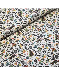 Tissu, Cretonne de Coton Yucatan, Multicolore, Laize 150 cm, 100% Coton