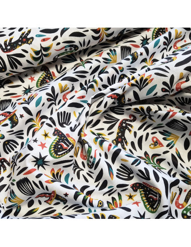 Tissu, Cretonne de Coton Yucatan, Multicolore, Laize 150 cm, 100% Coton