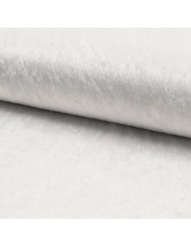 Tissu, Panne de Velours Unie, Blanc, Laize 150 cm, 100% Polyester 165g/m²