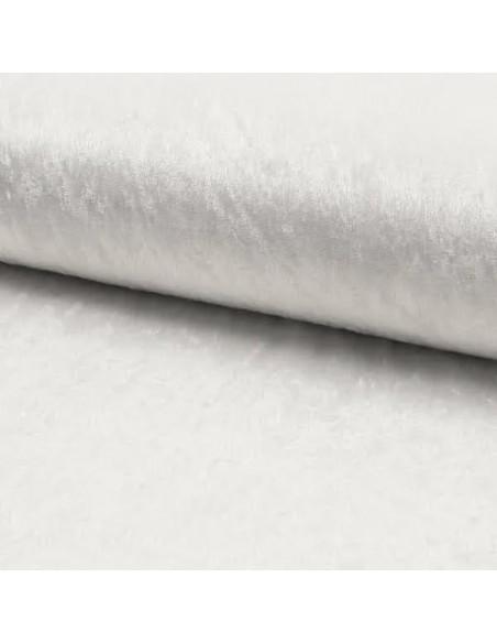 Tissu, Panne de Velours Unie, Blanc, Laize 150 cm, 100% Polyester 165g/m²