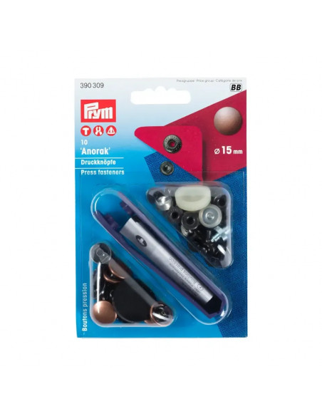 Bouton pression sans couture Anorak, 15mm, vieil cuivre