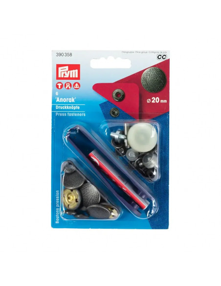 Bouton pression sans couture Anorak, Dessin Spirit, 20mm, vieil argent