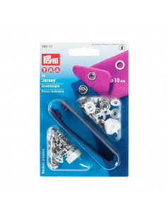 Bouton pression sans couture « Jersey », anneau denté, 10mm, blanc