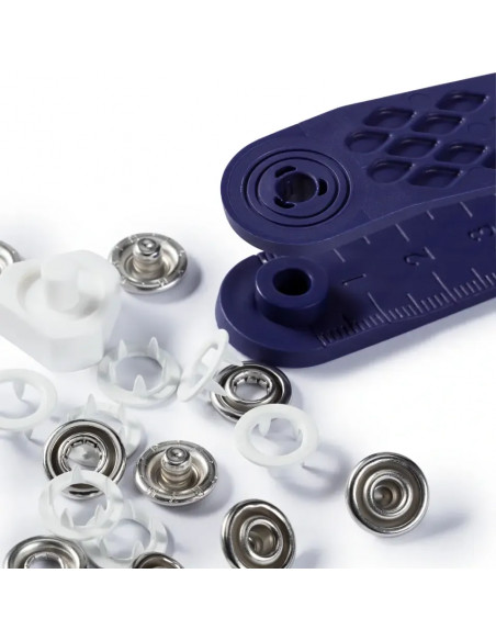 Bouton pression sans couture « Jersey », anneau denté, 10mm, blanc